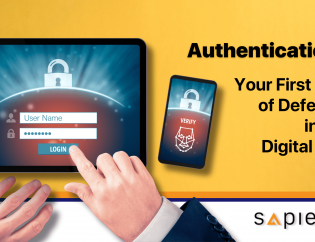 Image of a pair of hands accessing password with user name and password on tablet and beside with mobile phone with face recognition verification. This image represents the importance of strong authentication in protecting your online security.