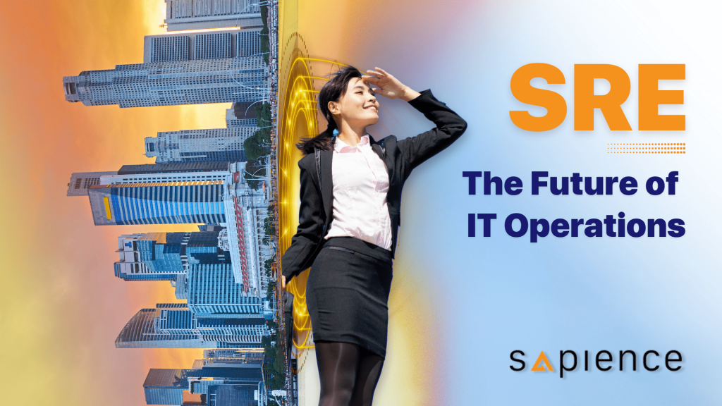 Modern Singapore city landscape with business professional looking ahead towards the future through time portal