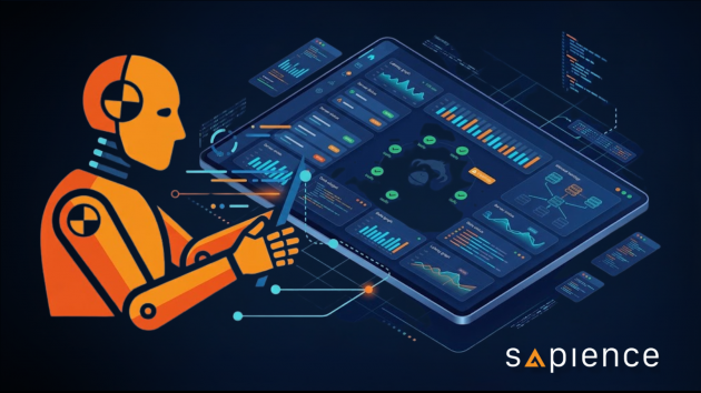 A stylized orange crash test dummy operating an interactive dark-themed SRE monitoring dashboard displaying cloud network status, latency graphs, and a Chaos Monkey fault injection symbol, representing Chaos Engineering practices.
